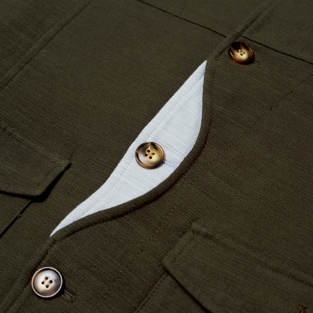 Pocket Detail Cropped Linen Coat [Forest Green]