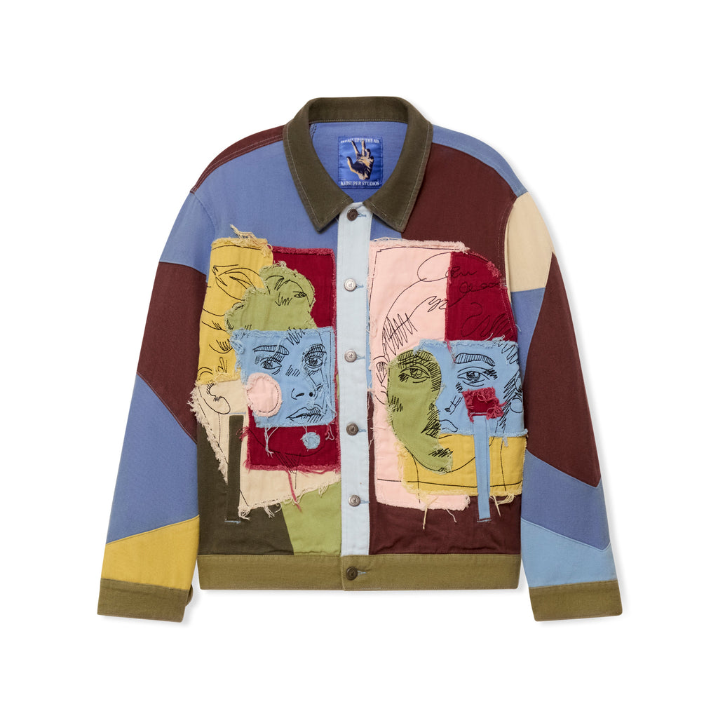 Boy & Girl Doodles Patchwork Jacket [Multi]