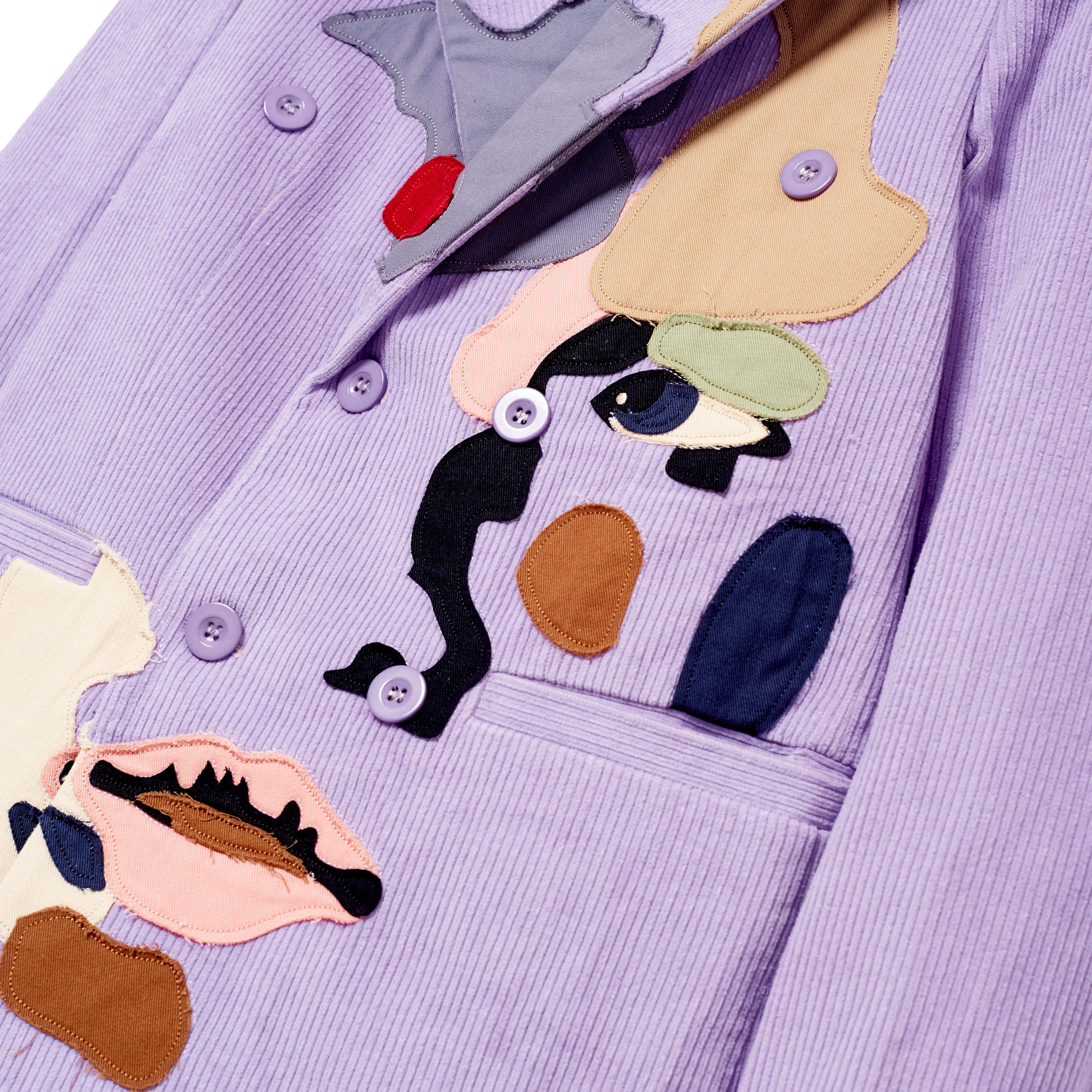 Patchwork Face Corduroy Suit Top [Purple]