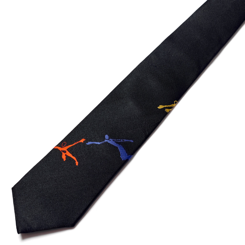 Swinging figures Jacquard Silk Tie [Black]