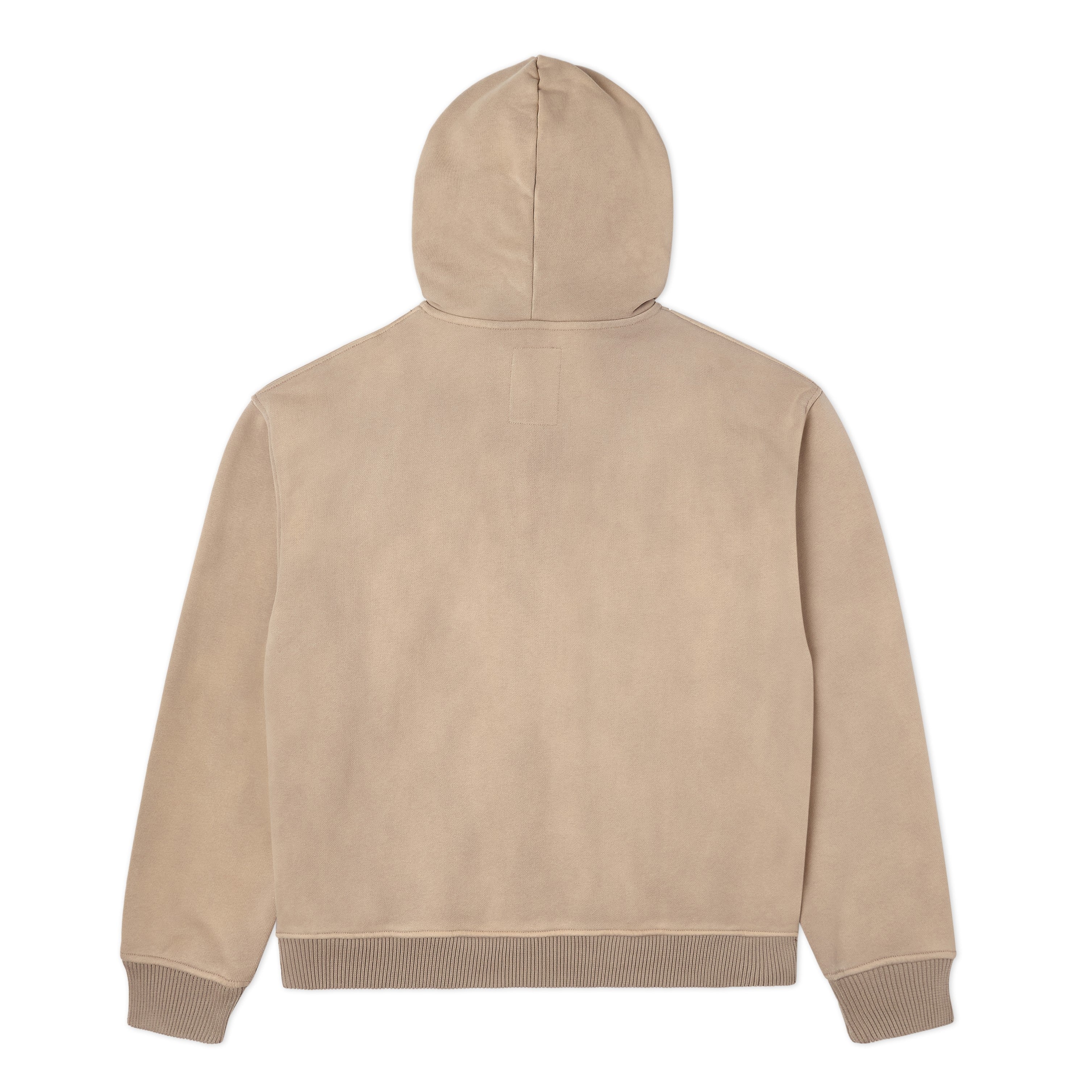 Patchwork Face Washed Heavyweight Zip Hoodie [Tan]
