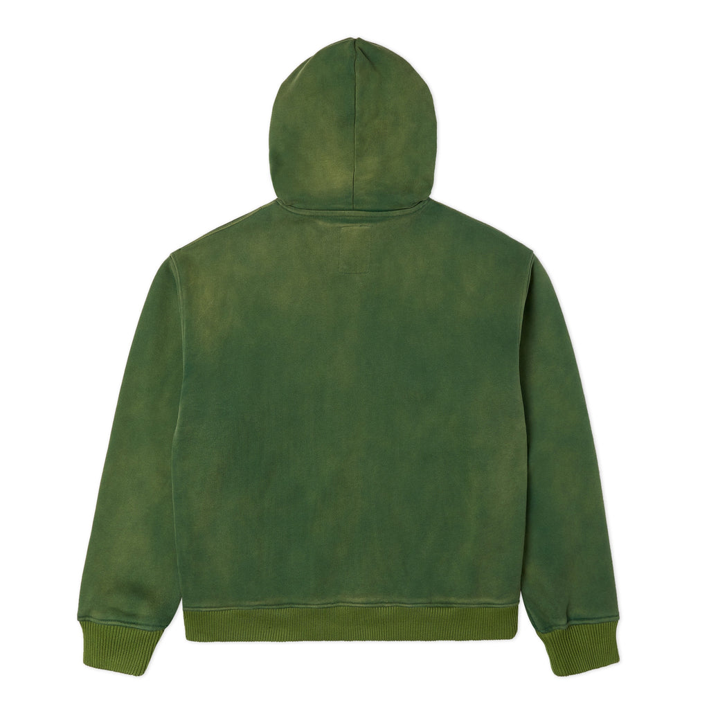 Patchwork Face Washed Heavyweight Zip Hoodie [Green]