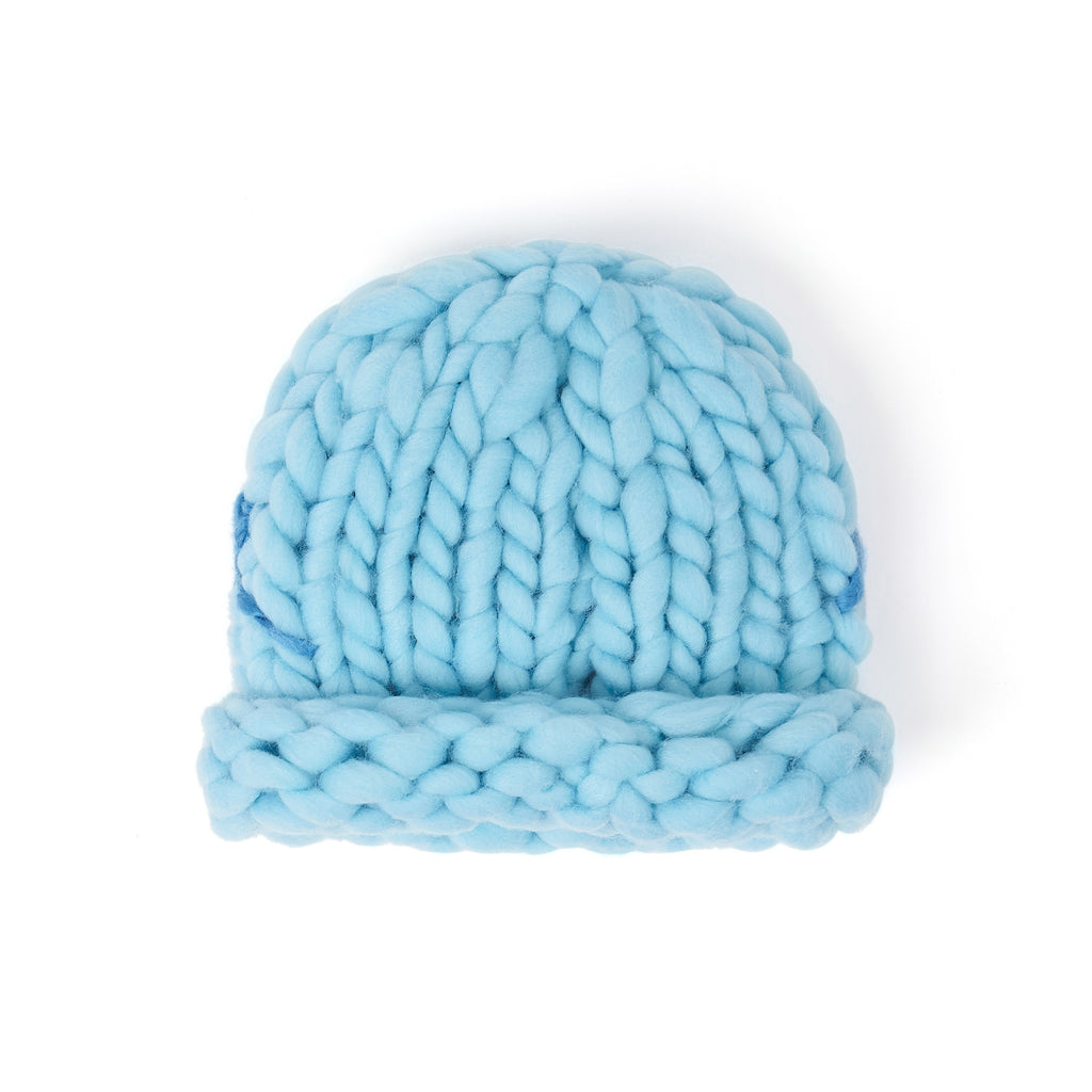 Hand Knit Chunky Knit Beanie [Blue]