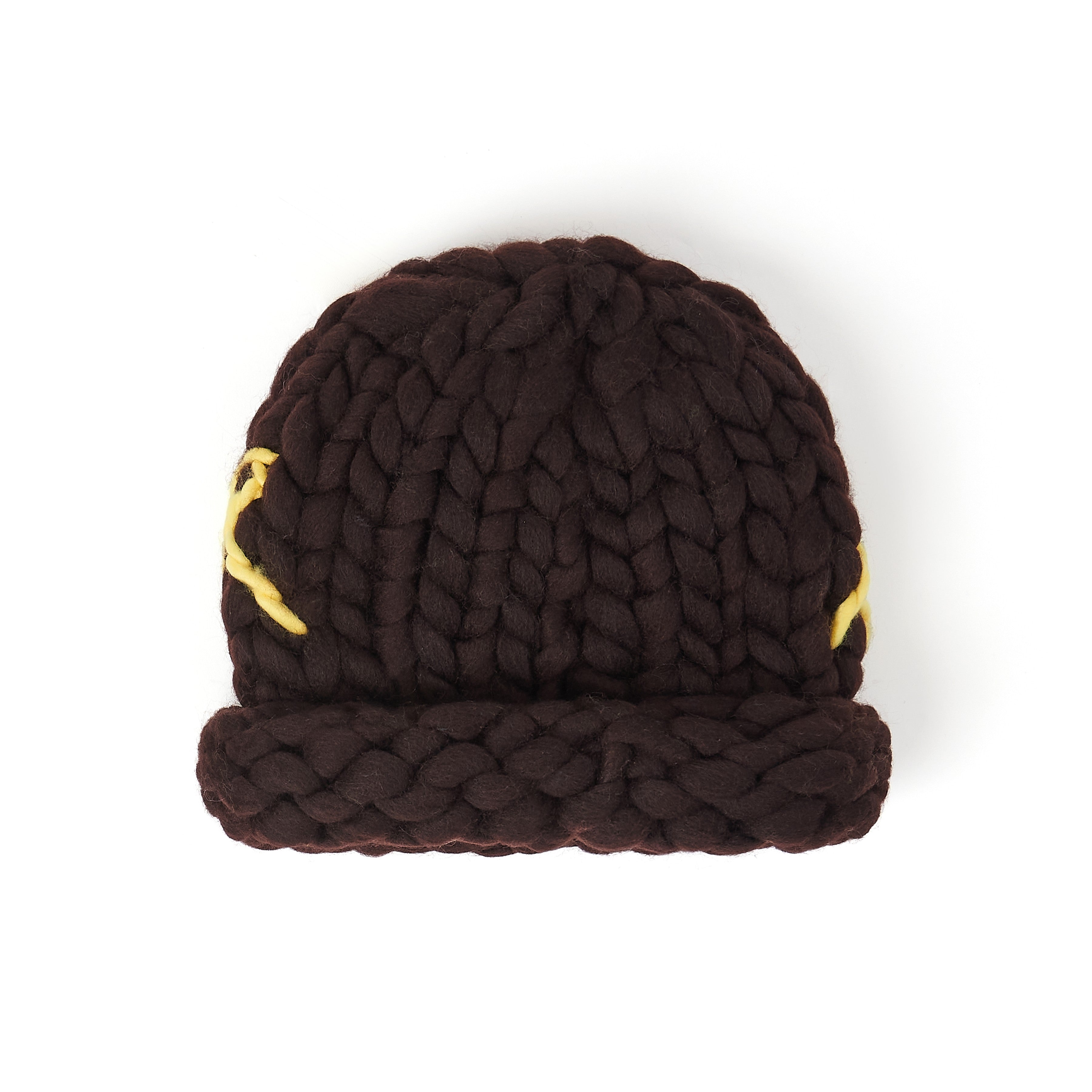 Hand Knit Chunky Knit Beanie [Brown]