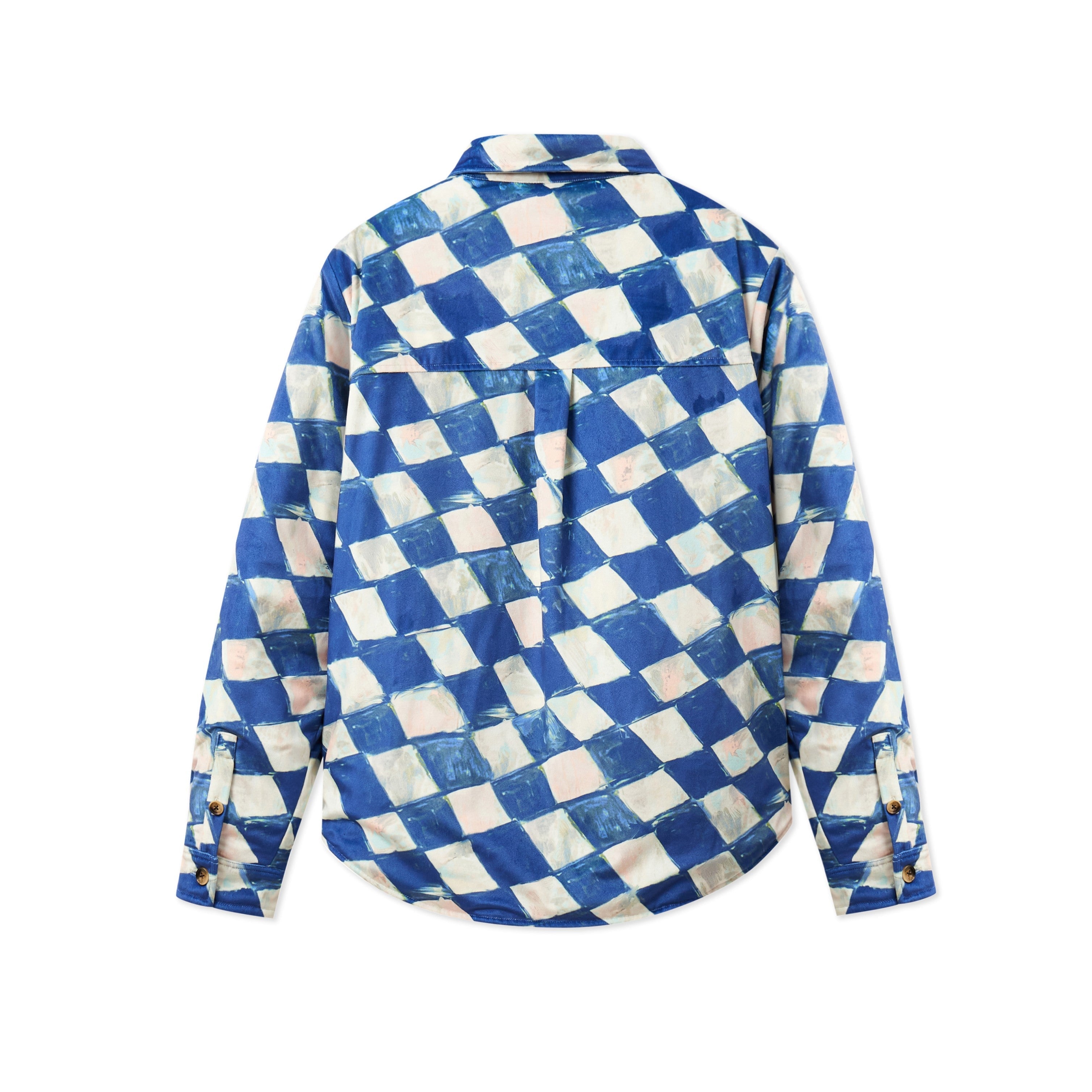 Moleskin Checkered quilted Overshirt [Blue]