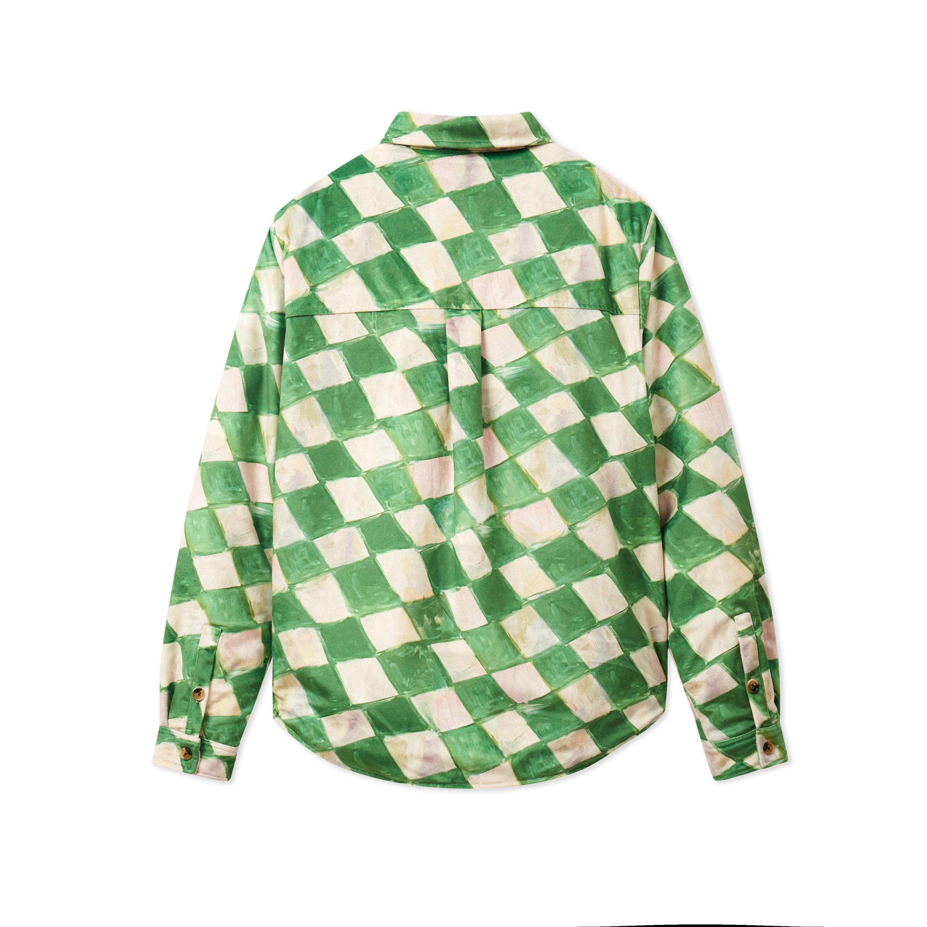 Moleskin Checkered quilted Overshirt [Green]