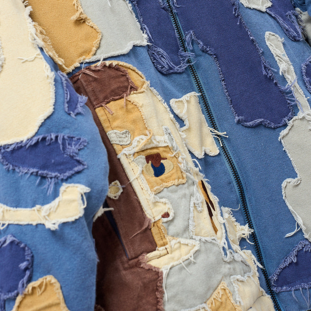 Patchwork Canvas Zip Up Jacket [Blue]