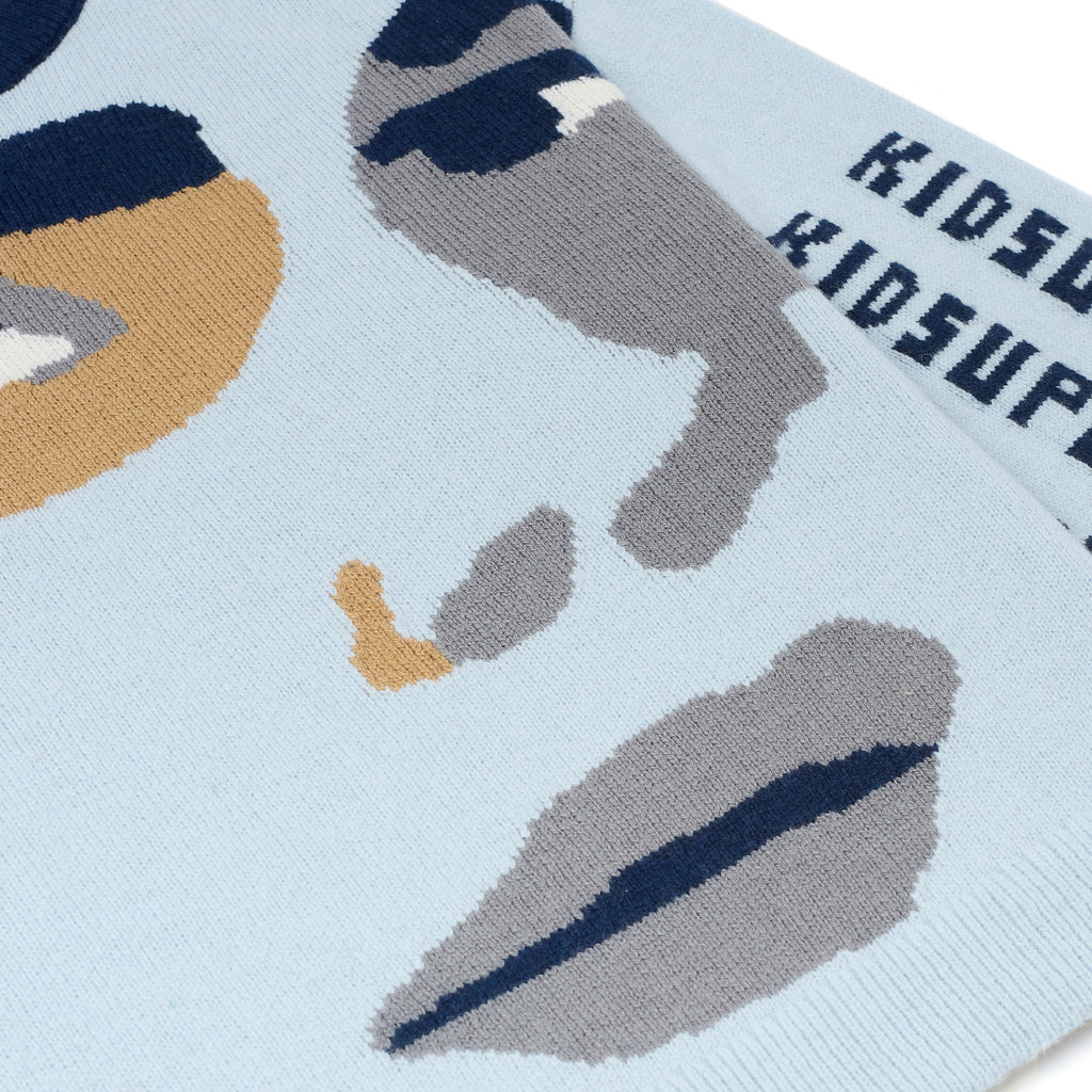 Face Boxy Sweater [Baby Blue]