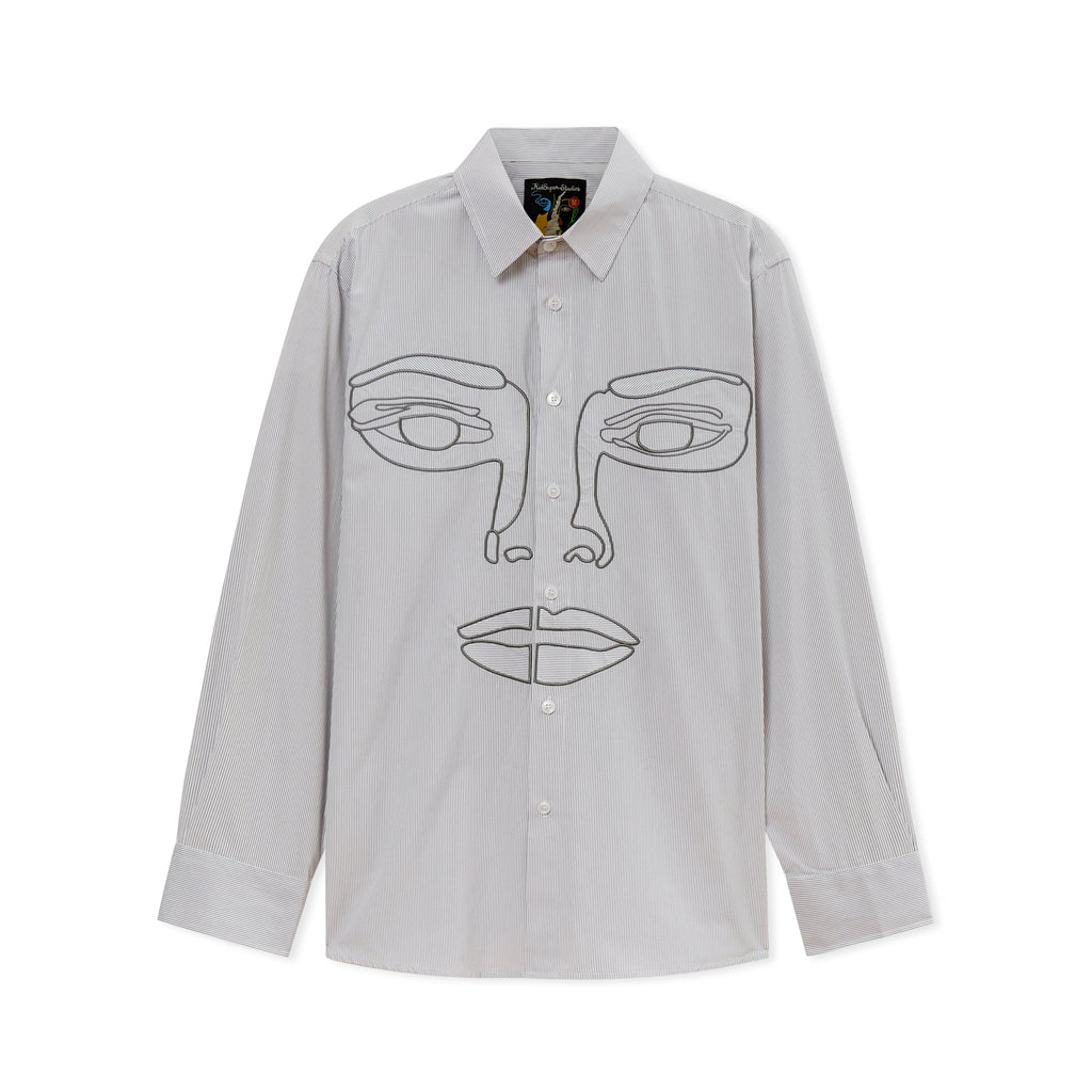 Face Stripe Button Up [Blue Stripe]