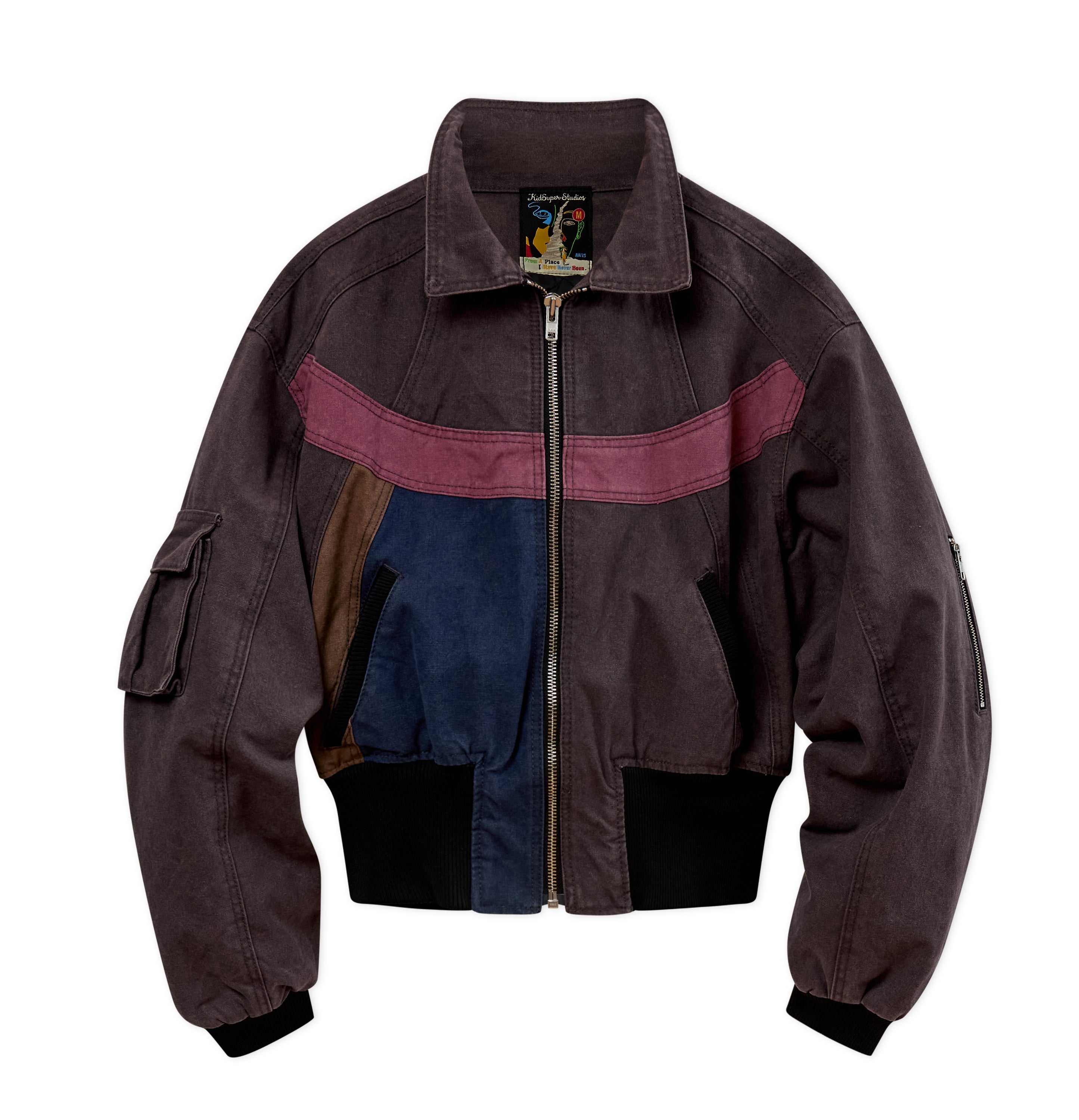 Cropped Canvas Bomber Jacket [Brown]