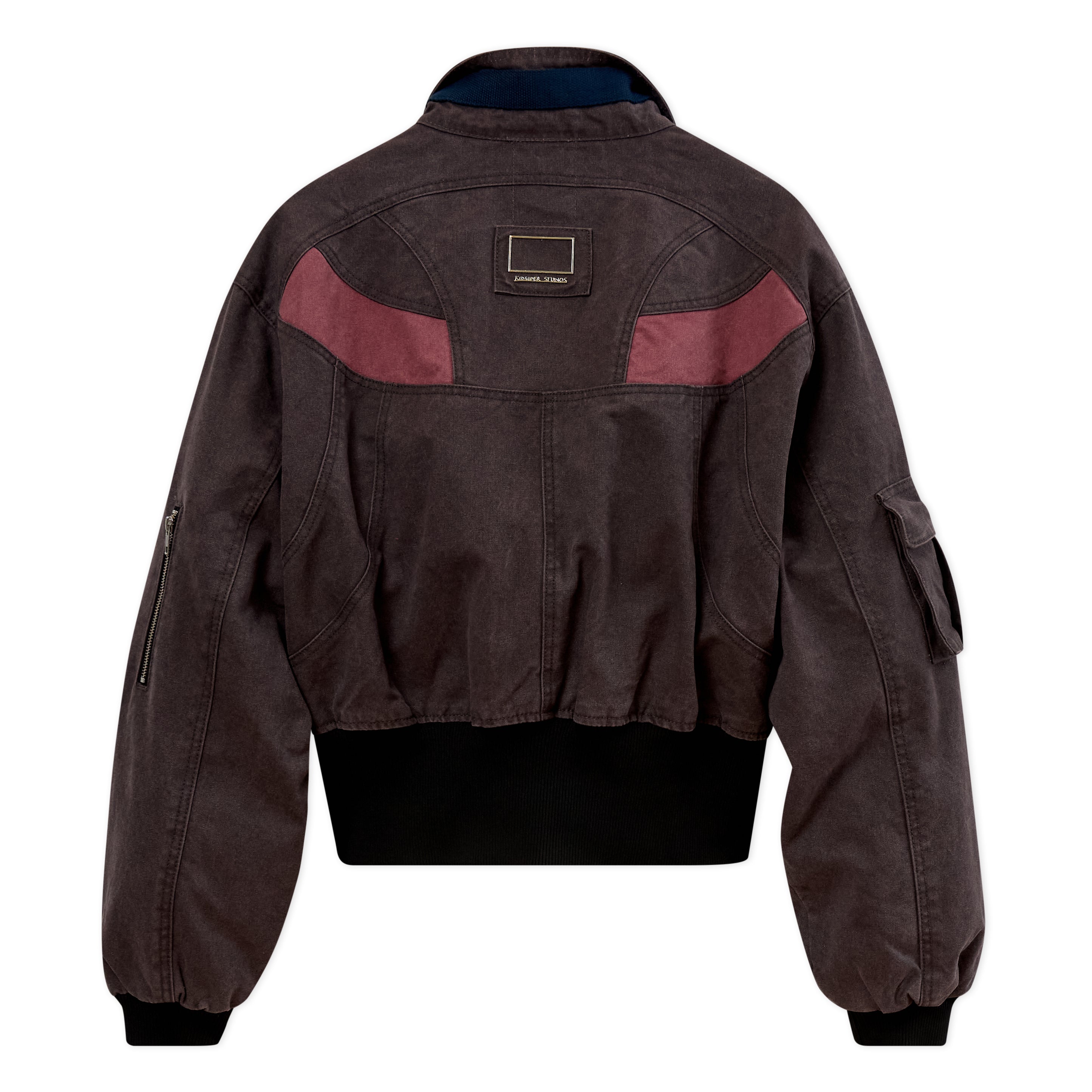 Cropped Canvas Bomber Jacket [Brown]