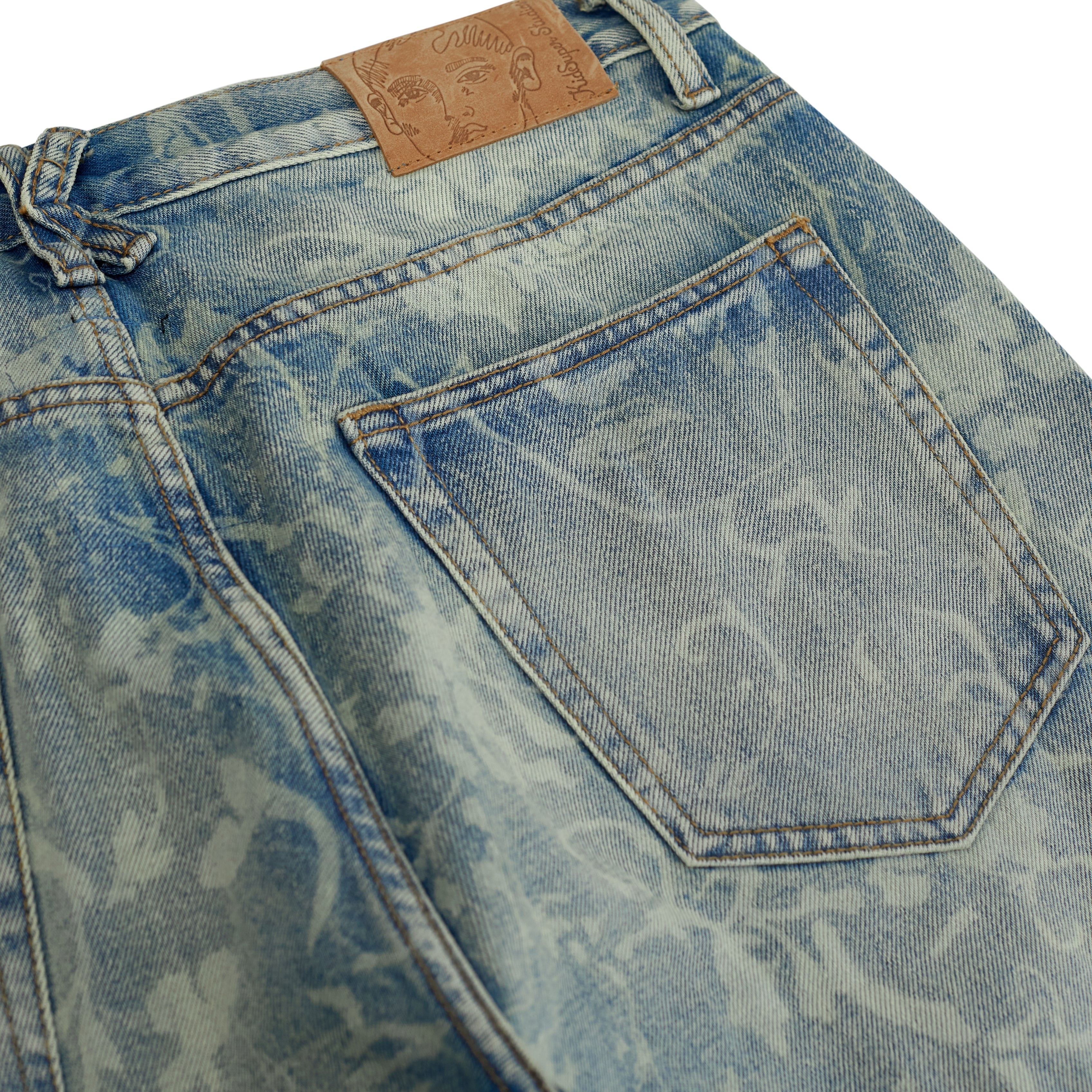 Face Floral Washed Denim Jeans [Light Mud Wash]