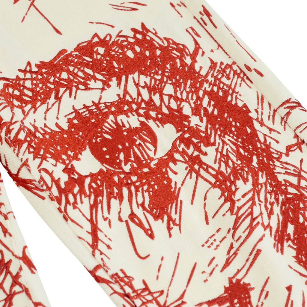 Embroidery Face Jeans [Red]