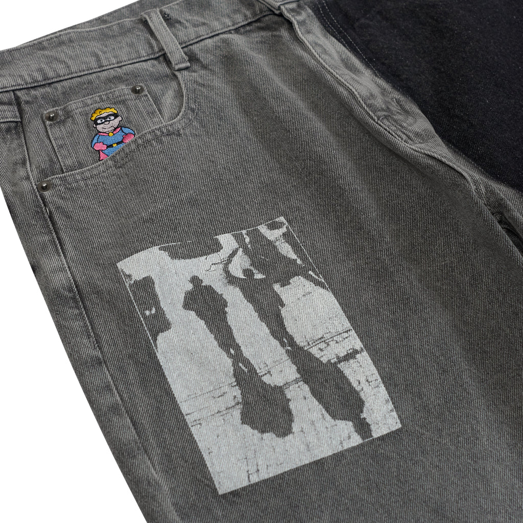 Sun Faded Denim Running Man Jeans [Gray]