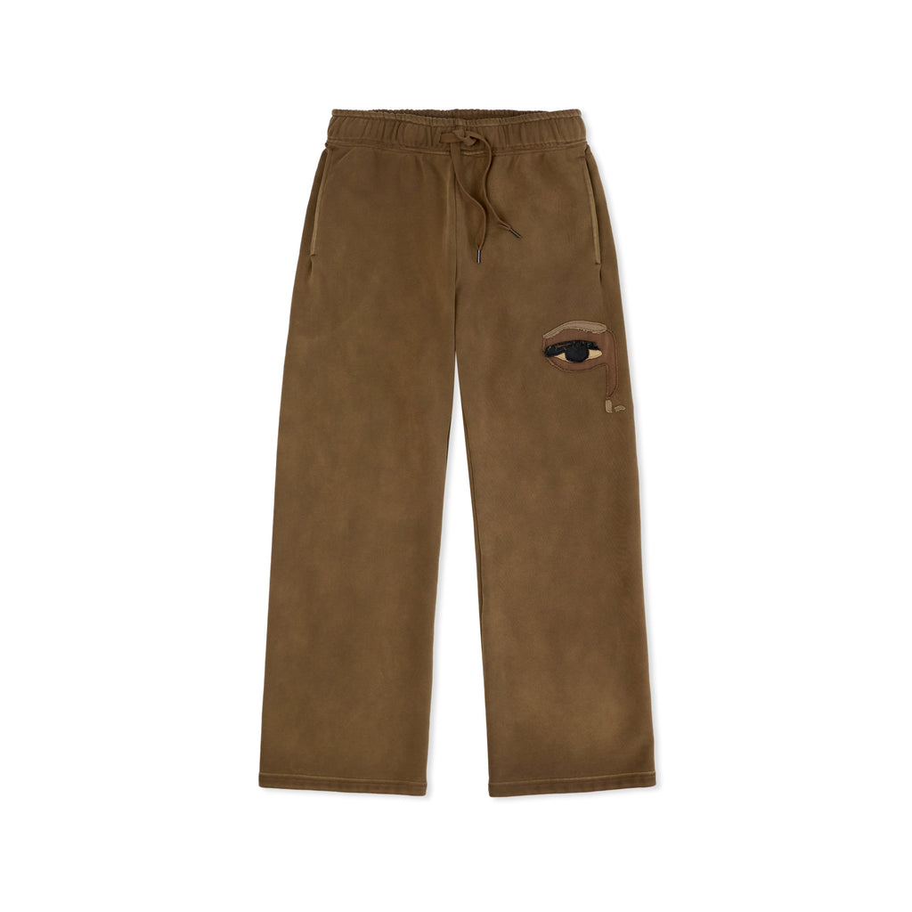 Patchwork Face Heavyweight Sweatpants [Brown]