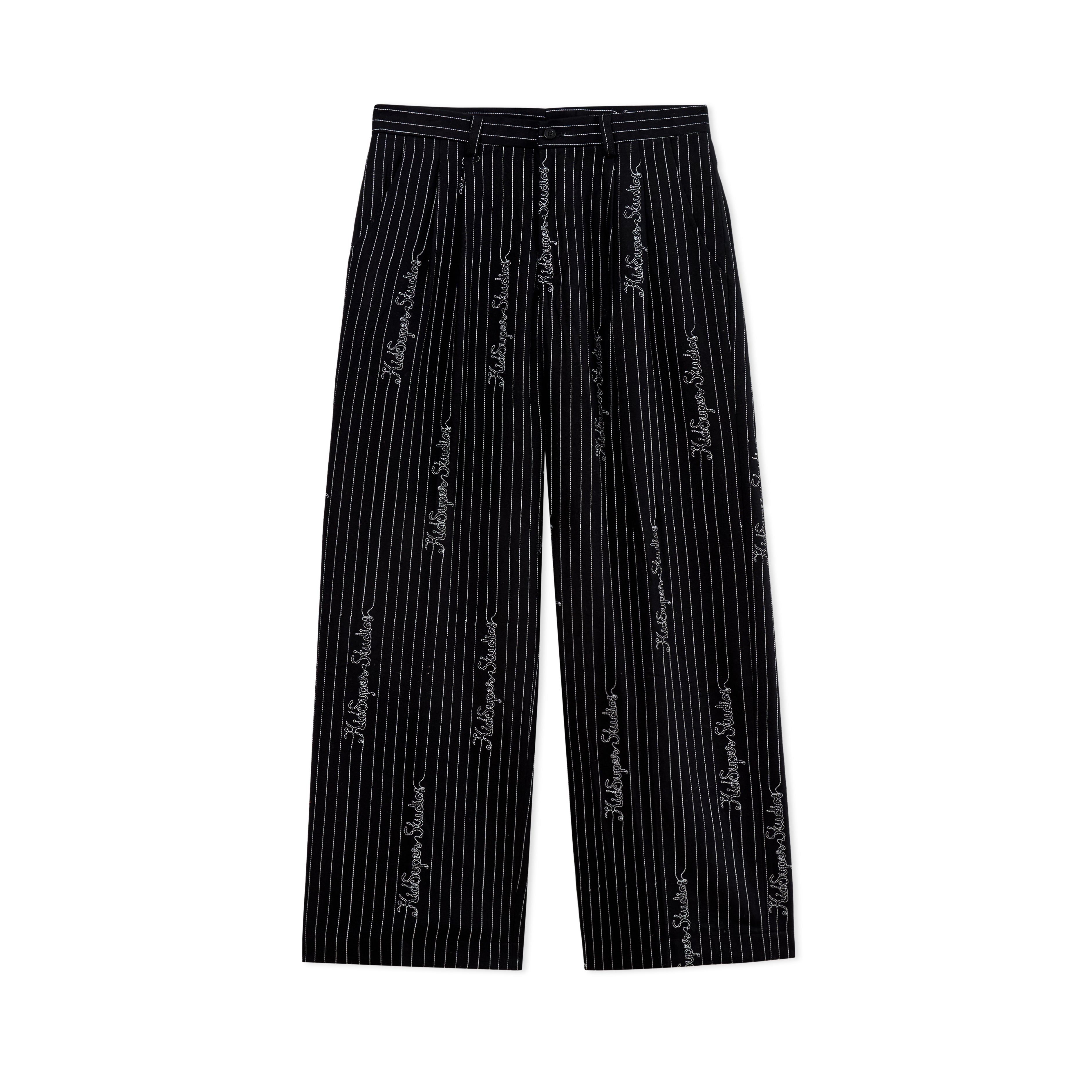 Embroidered KS Pinstripe Suit Bottom [Black]