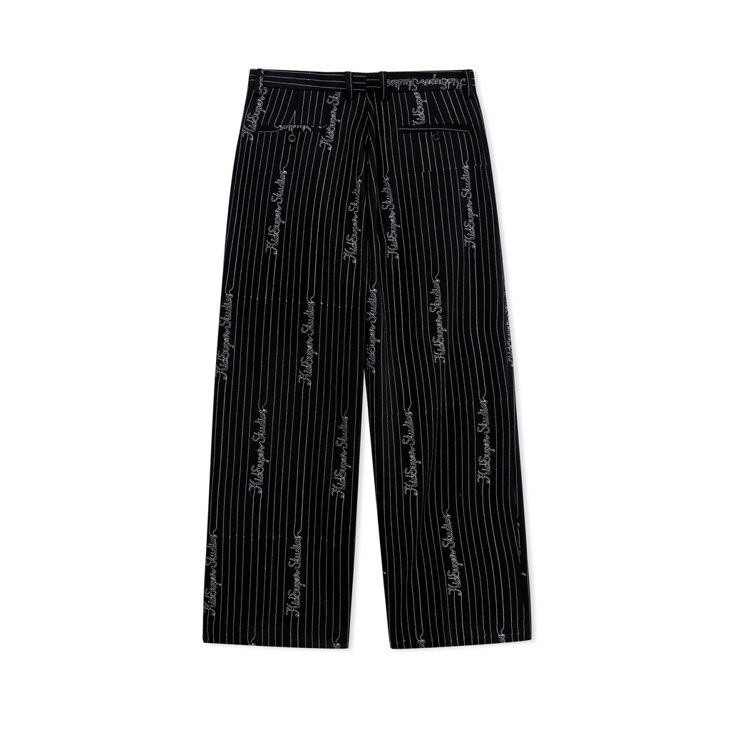 Embroidered KS Pinstripe Suit Bottom [Black]