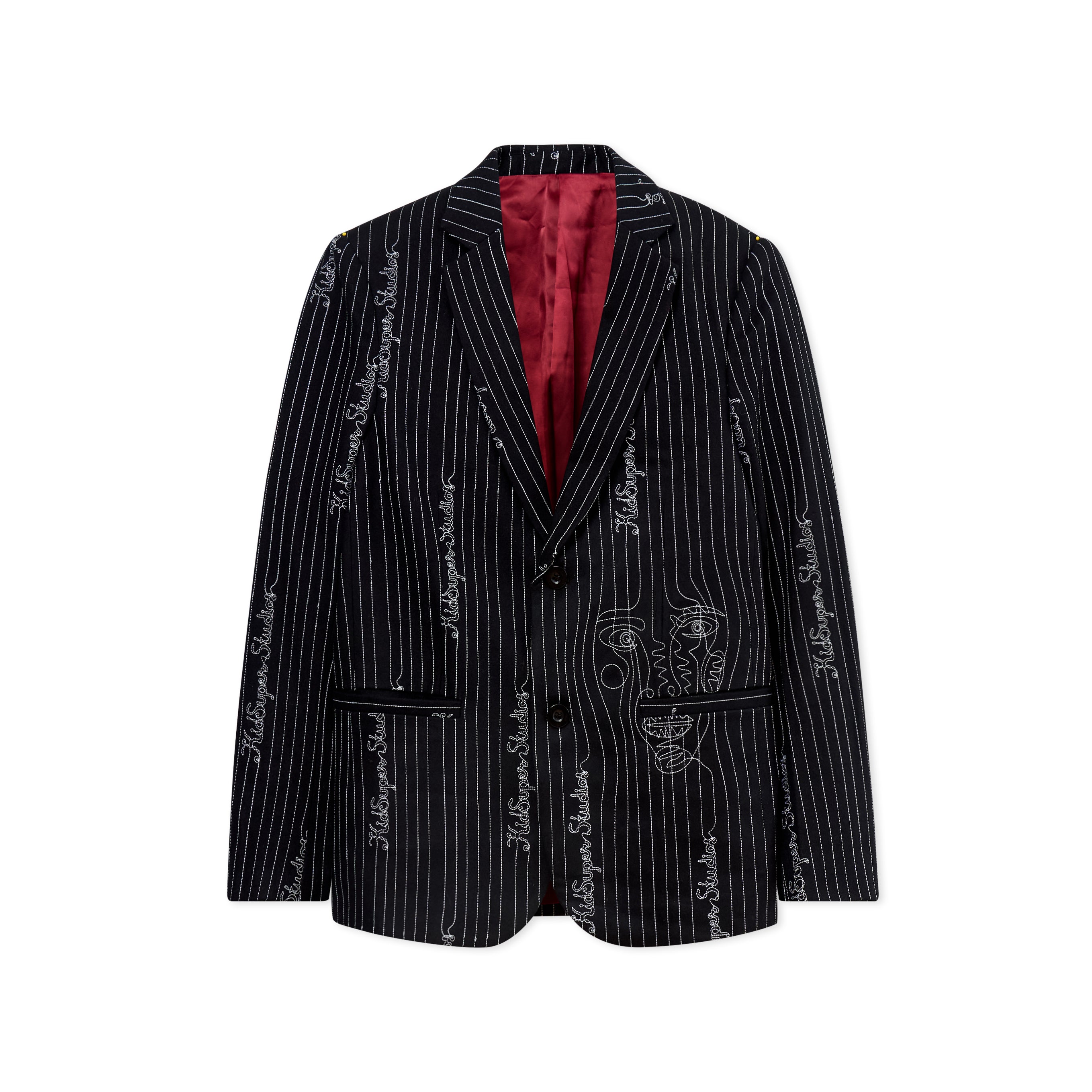 Embroidered KS Pinstripe Suit Top [Black]
