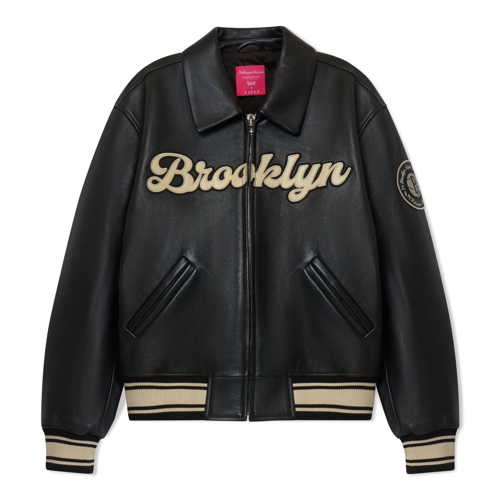 Bero X KidSuper Leather Varsity Jacket [BLACK]