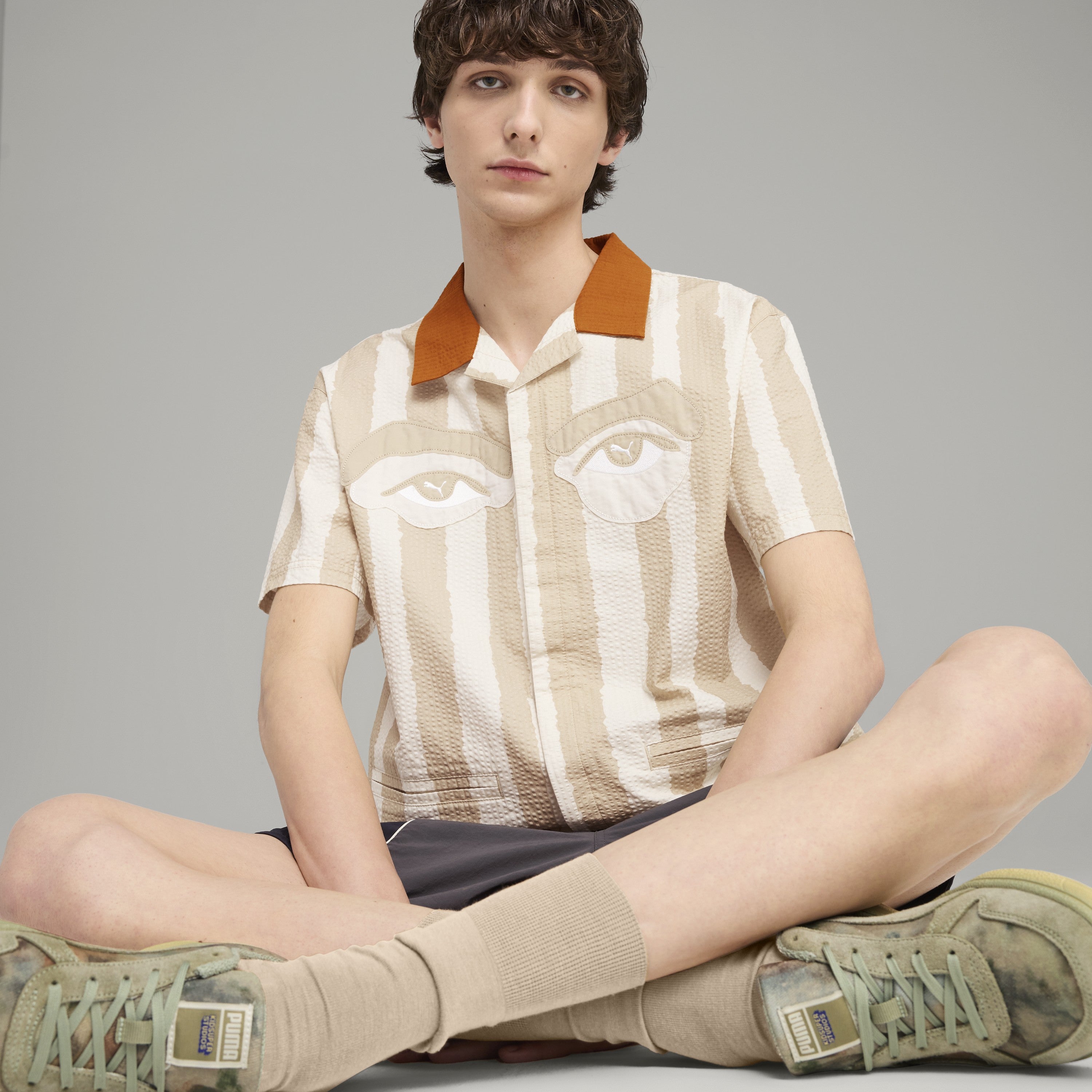 PUMA X KIDSUPER FACE SEERSUCKER SHIRT [Alpine Snow]