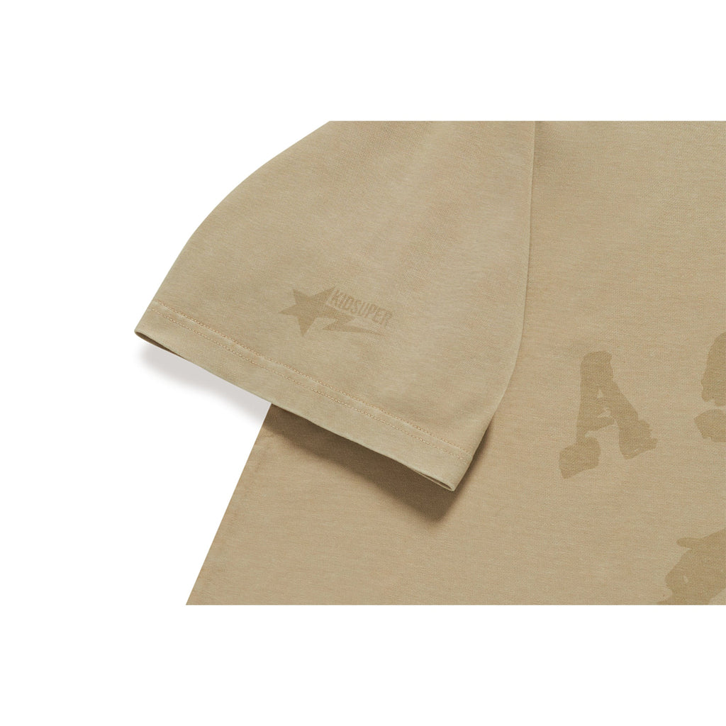 BAPE X KIDSUPER GARMENT DYE COLLEGE LOGO TEE [BEIGE]