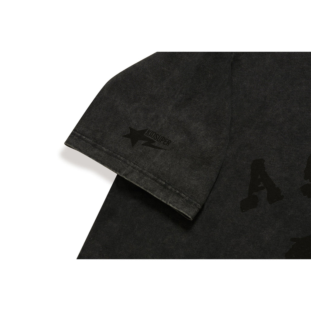 BAPE X KIDSUPER GARMENT DYE COLLEGE LOGO TEE  [BLACK]
