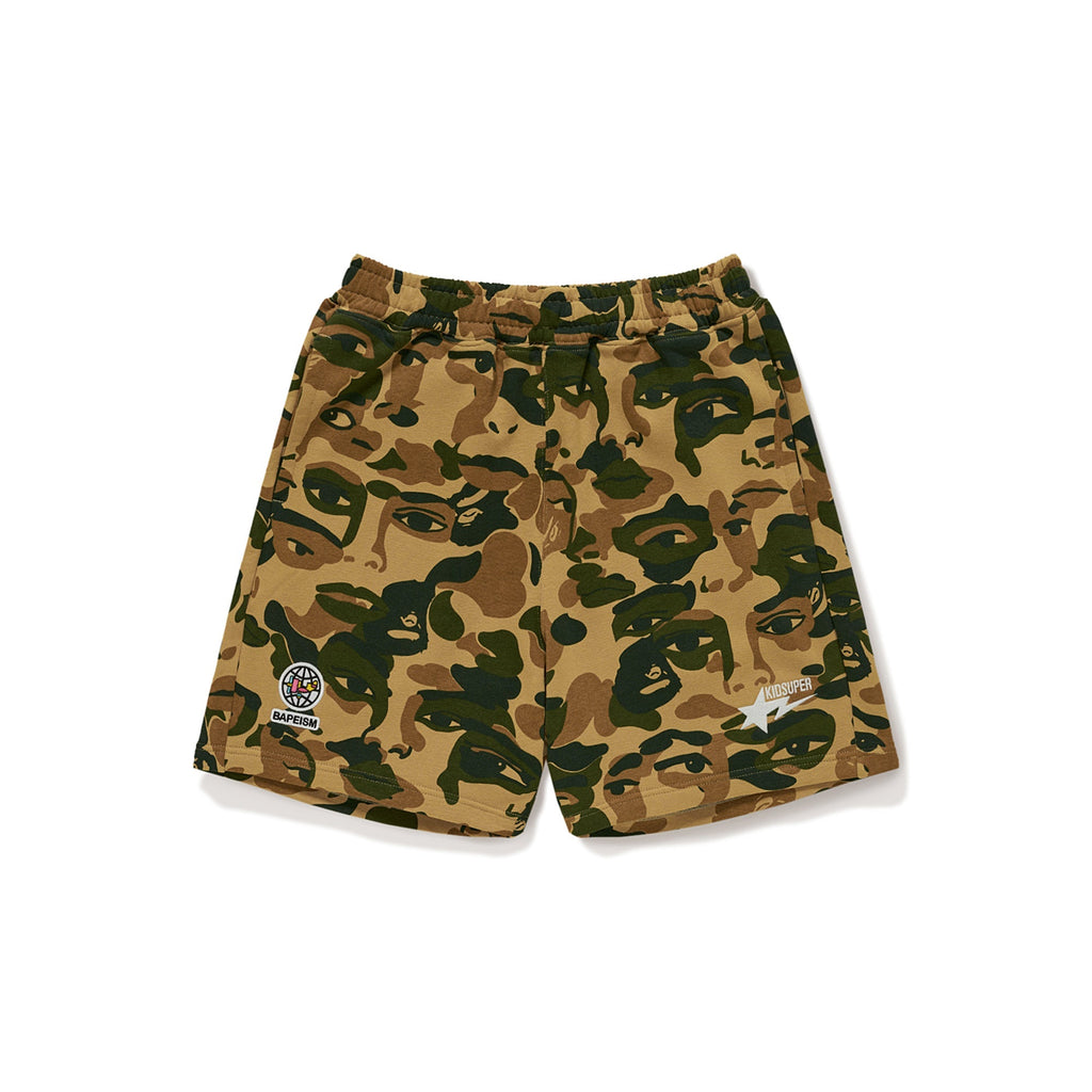 BAPE X KIDSUPER CAMO SWEAT SHORTS [GREEN]