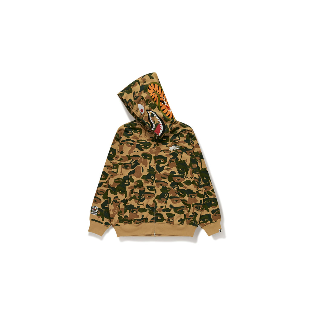 BAPE X KIDSUPER CAMO SHARK FULL ZIP HOODIE [GREEN]